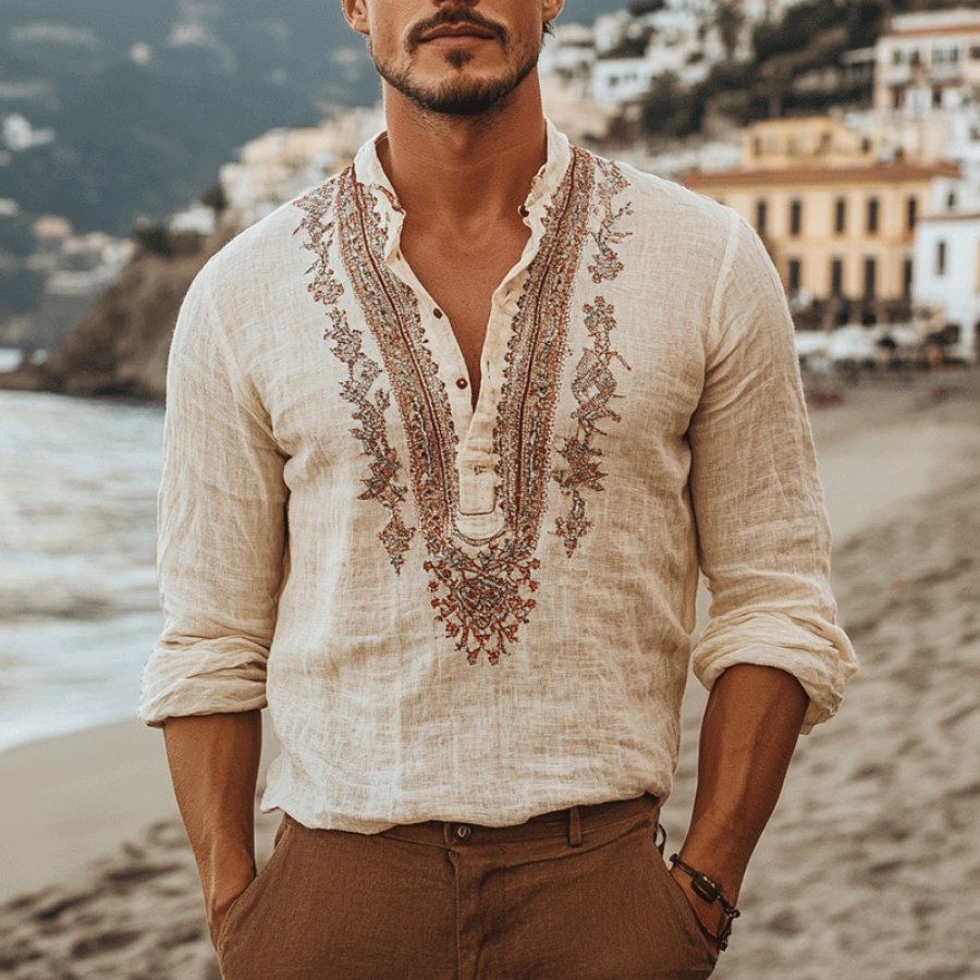 

Men's Outdoor Henley Beach Linen Shirt