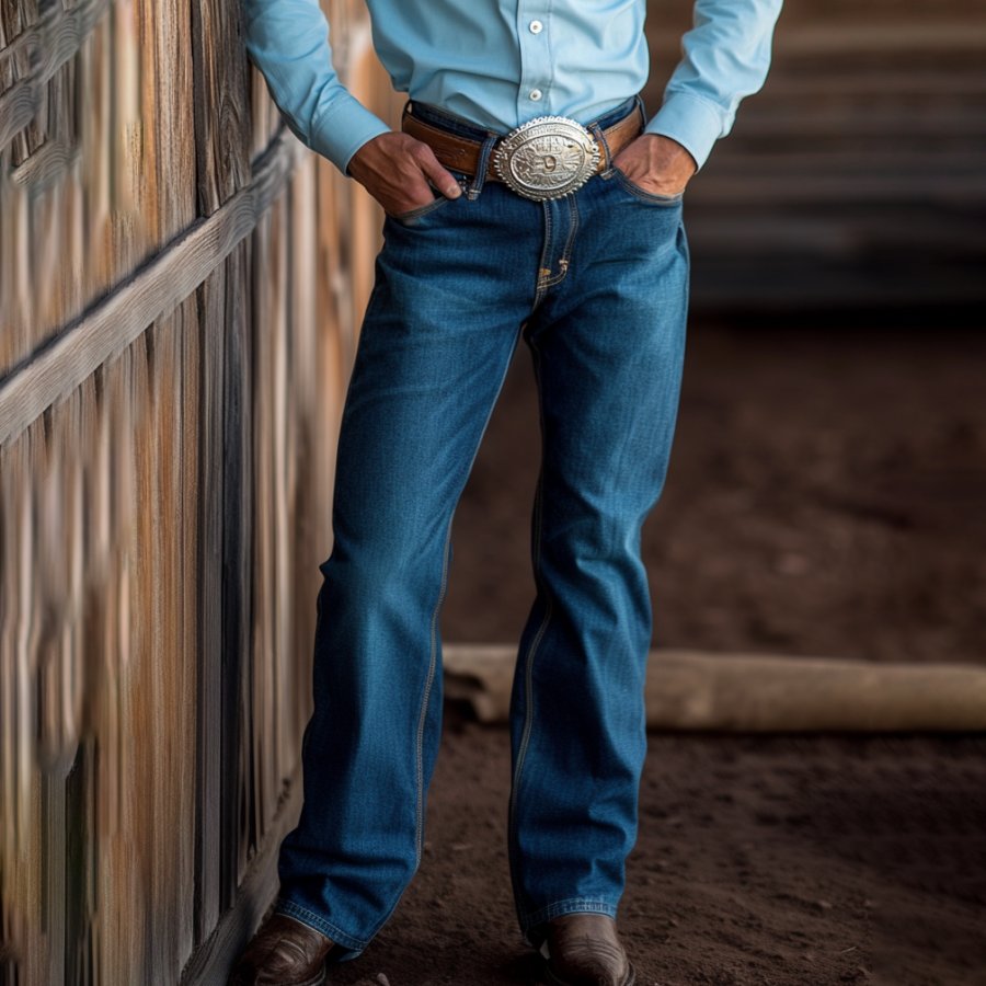 

Men's Vintage Western Cowboy Jeans Pants