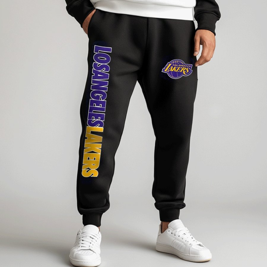 

Men's Fashionable Casual Basketball Los Angeles Lakers Print Drawstring Sweatpants