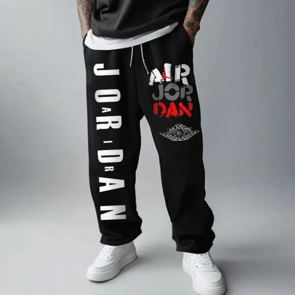 Men's Fashionable Casual Basketball Graffiti Print Drawstring Sweatpants - Wayrates.com 