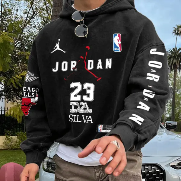 Oversized Unisex Vintage Basketball Print Hoodie - Dozenlive.com 