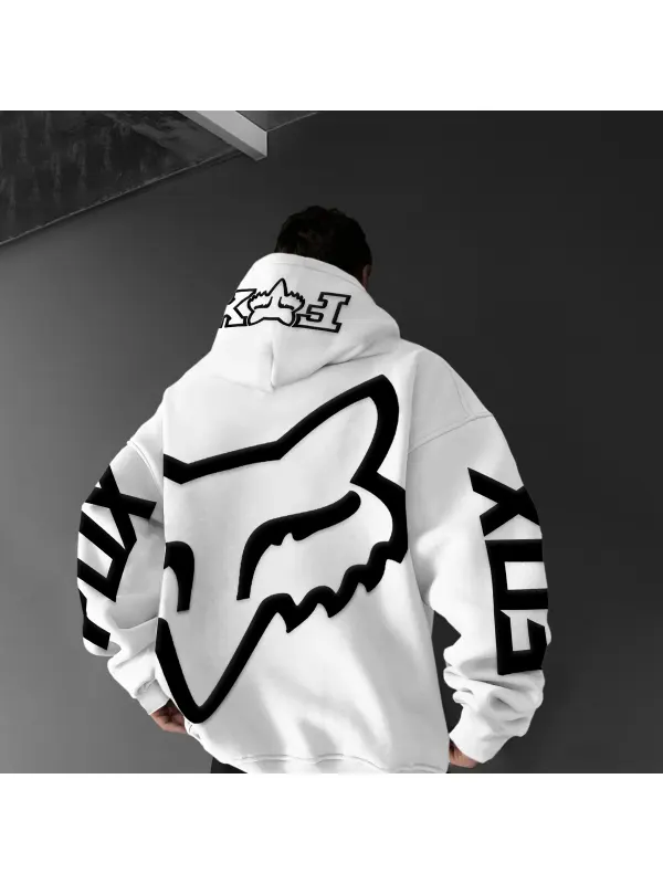Oversized Hoodie Racing Graphic Print Hooded Sweatshirt - Ootdmw.com 
