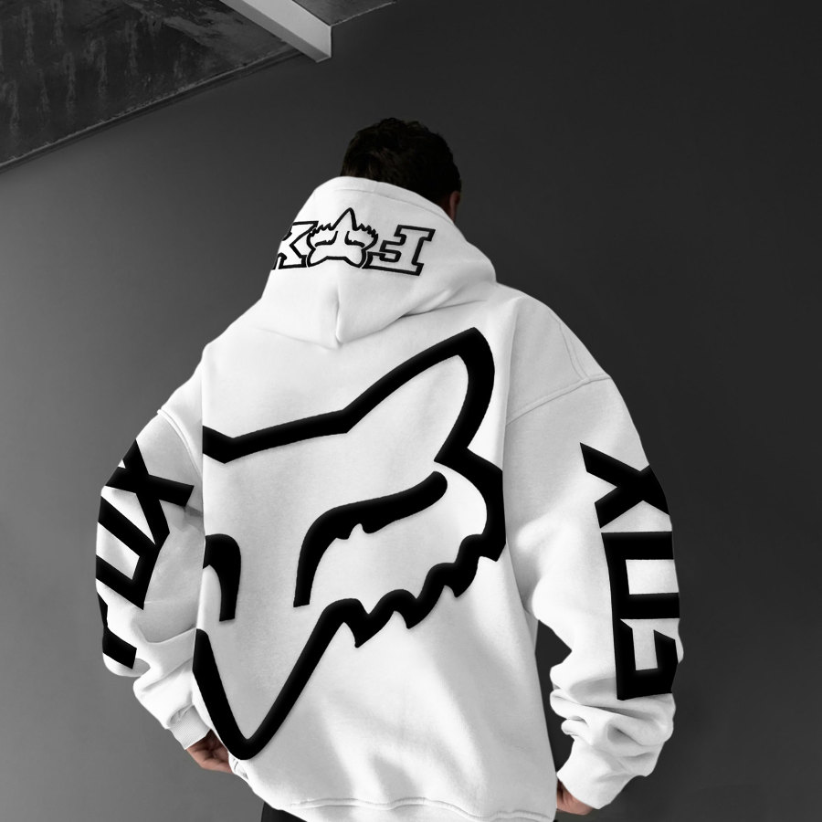 

Oversized Hoodie Racing Graphic Print Hooded Sweatshirt