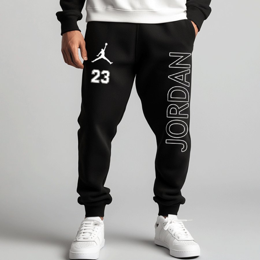 

Men's Fashionable Casual Basketball Print Drawstring Sweatpants