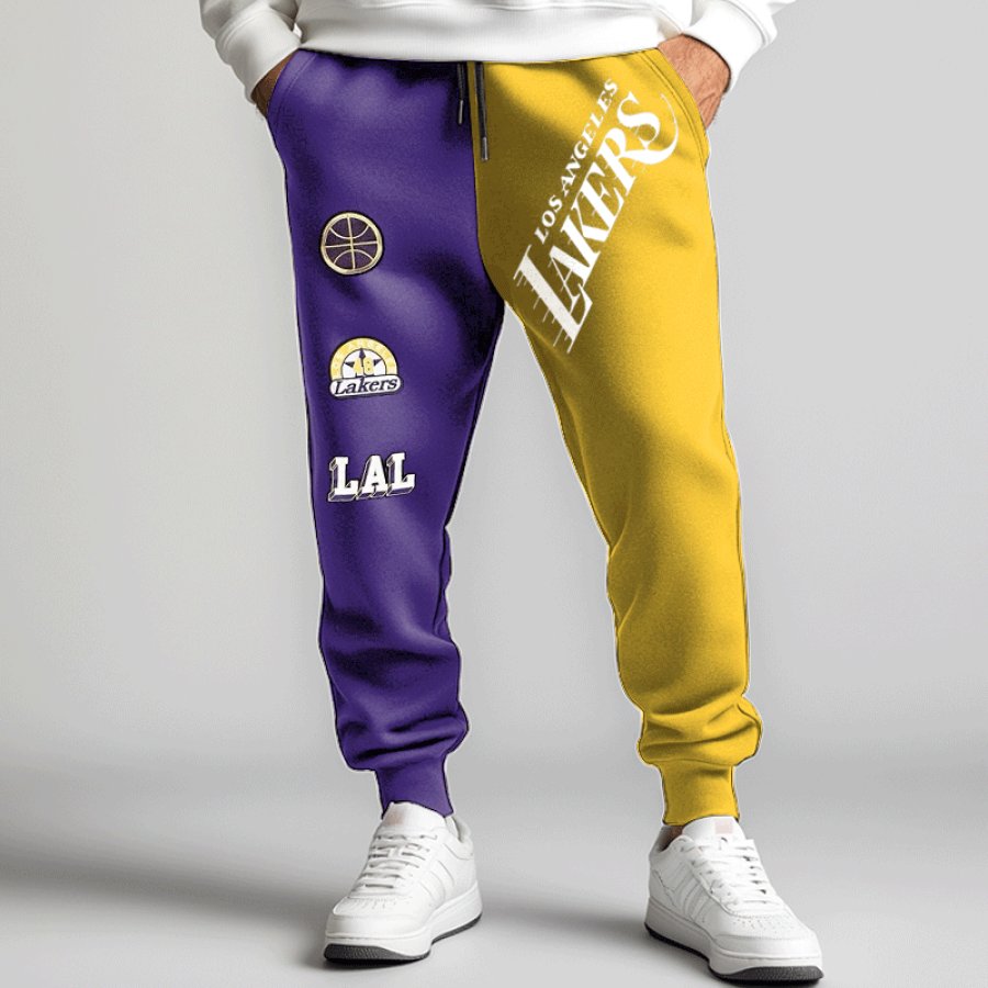 

Men's Fashionable Casual Basketball Los Angeles Lakers Print Drawstring Sweatpants