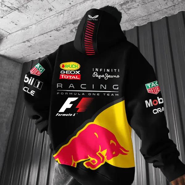 Oversized Hoodie Racing Graphic Print Hooded Sweatshirt - Dozenlive.com 