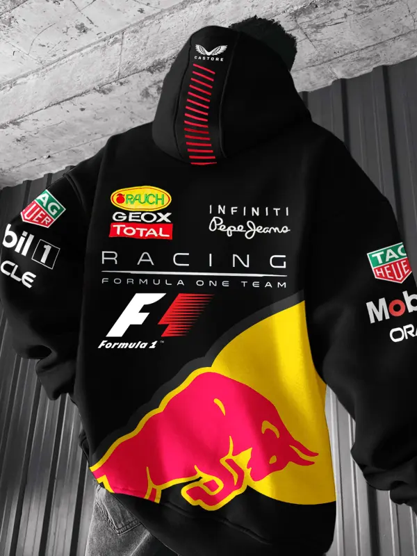 Oversized Hoodie Racing Graphic Print Hooded Sweatshirt - Pragmaace.com 