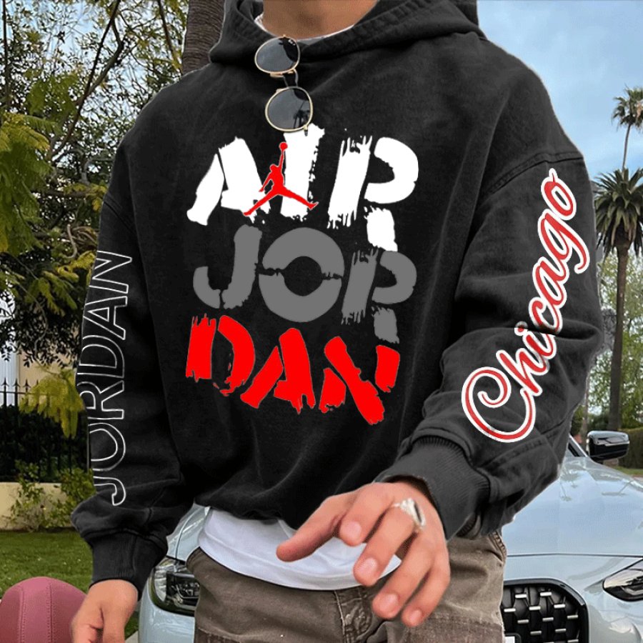 

Oversized Unisex Vintage Basketball Print Black Hoodie