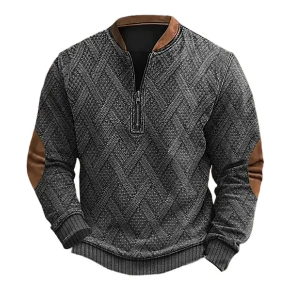 Men's Vintage 3D Print Color Block Henley Zipper Long Sleeve Sweatshirt Only $29.99 - Cotosen.com 