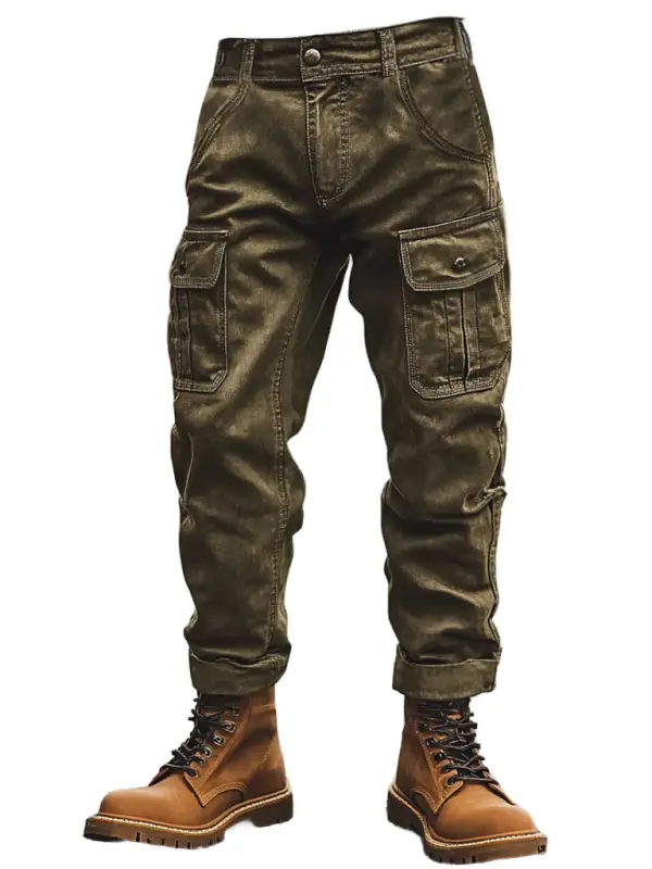 Men's Vintage Outdoor Multi-pocket Cargo Workwear Pants - Menwyx.com 