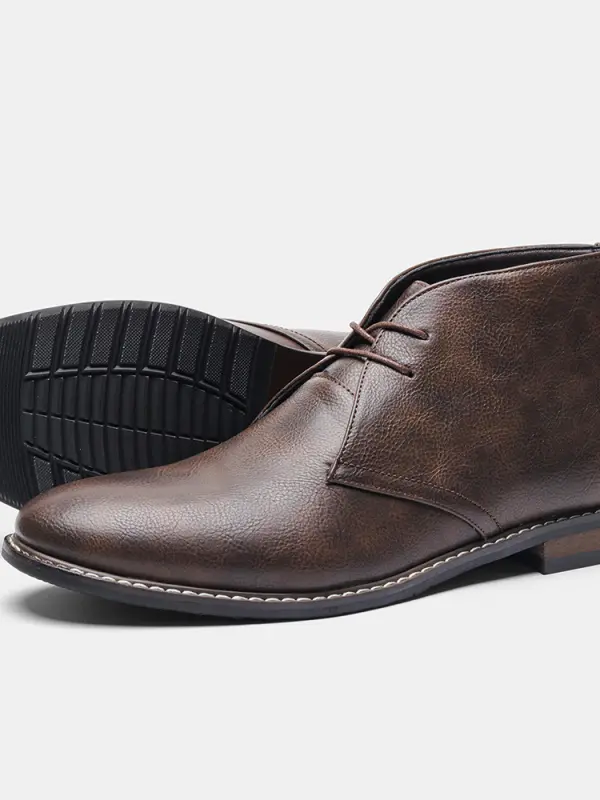Men's Vintage British Lace-up Leather Boots - Pragmaace.com 