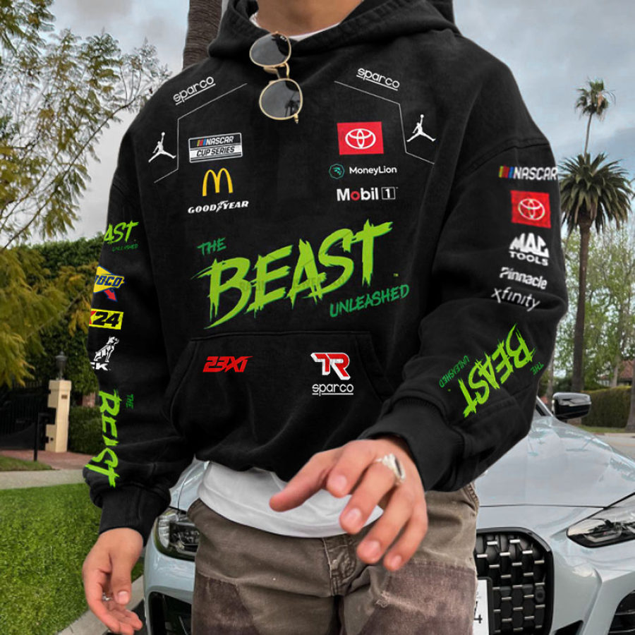

Men's Retro Racing Car Print Casual Hoodie