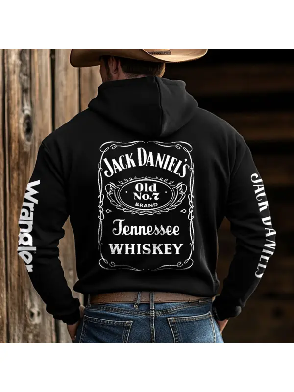 Men's Western Cowboy Outdoor PBR Pocket Long Sleeve Black Hoodie - Ootdmw.com 