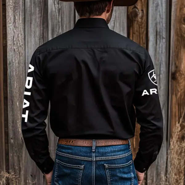 Men's Rodeo Shirts Western Cowboy Outdoor PBR Teams Snake Long Sleeved Black Shirts