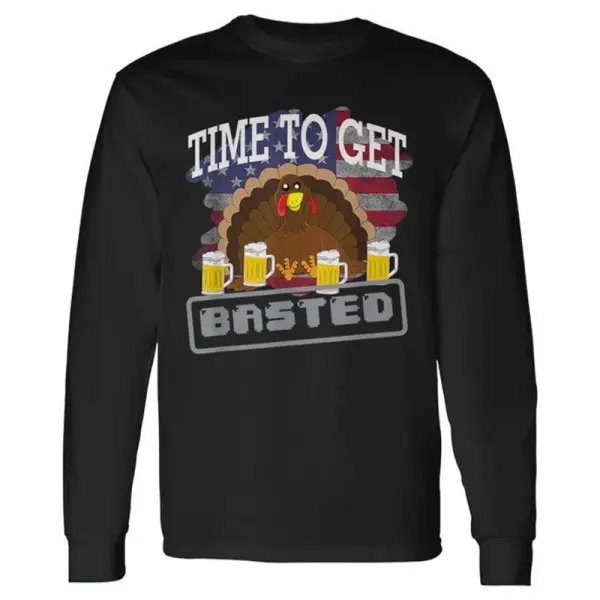 Unisex Let's Get Basted The Time To Get Basted Thanksgiving Long Sleeve Sweater - Wayrates.com 