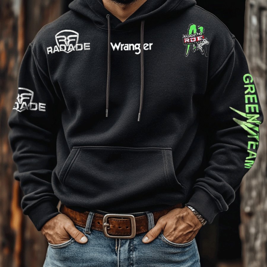 

Men's Western Cowboy Outdoor PBR Team Competition Black Long Sleeved Hoodies