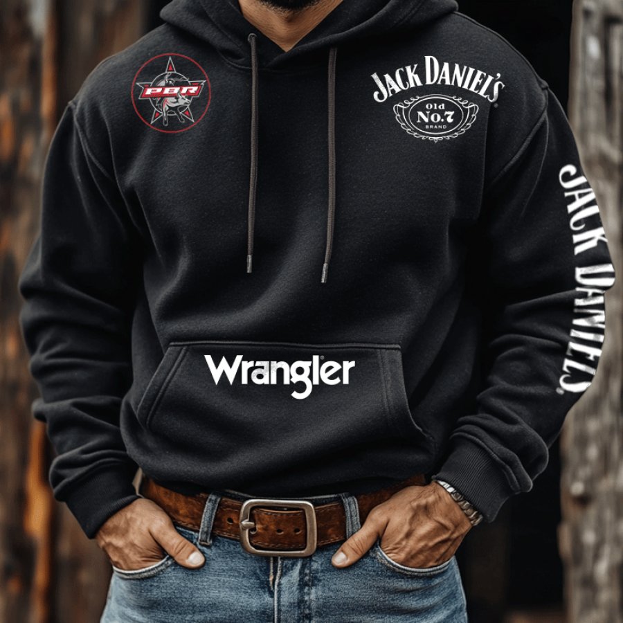 

Men's Western Cowboy Outdoor PBR Team Competition Black Long Sleeved Hoodies