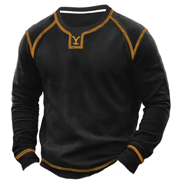 Men's Vintage Yellowstone Color Block Sweatshirt - Menzfolk.com 