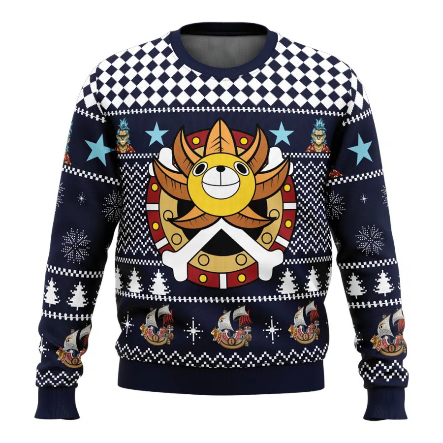 

Men's Vintage Anime Sunny 3D Print Crew Neck Ugly Christmas Sweatshirt