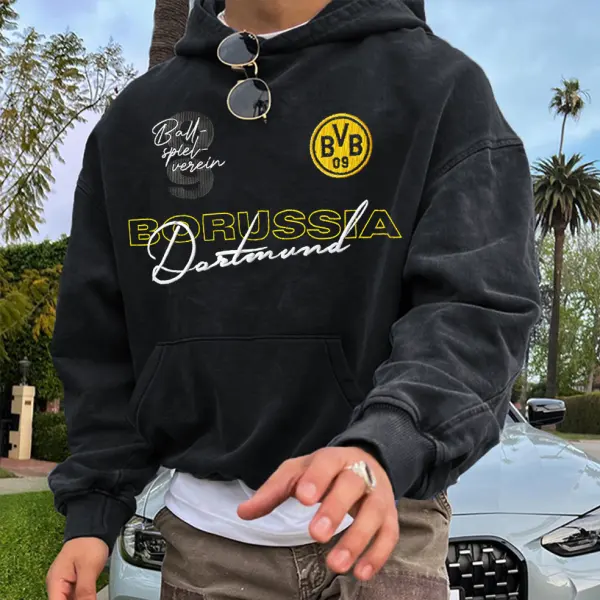 Unisex Football Racing Print Black Oversized Hoodie - Ootdyouth.com 