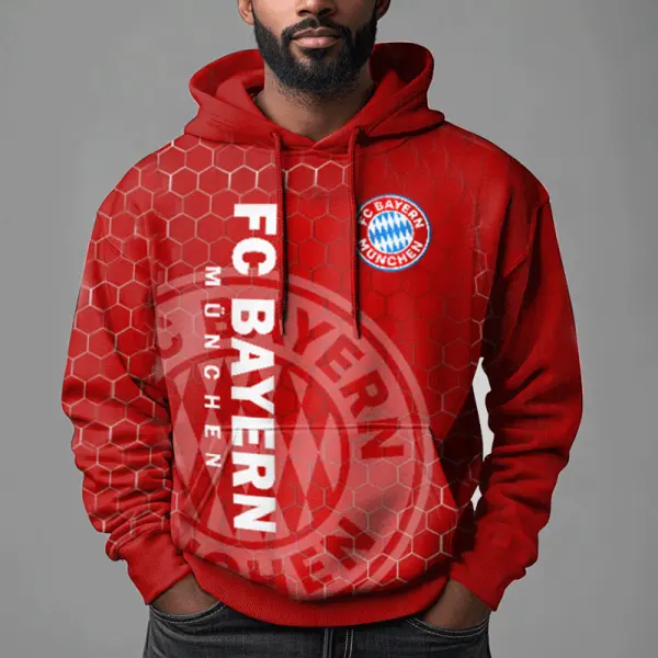 Unisex 2024 FC Bayern Football Racing Print Jersey Oversize Red Hoodie - Elementnice.com 