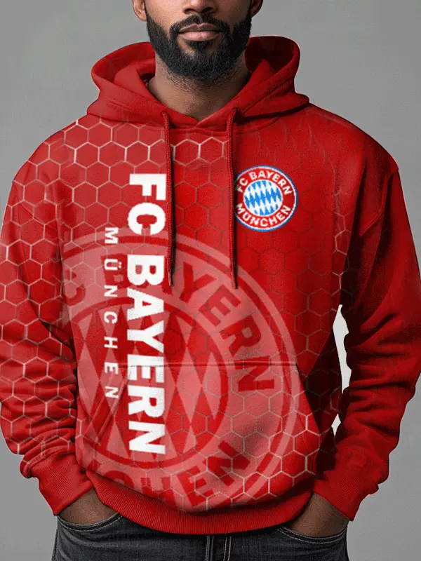 Unisex 2024 FC Bayern Football Racing Print Jersey Oversize Red Hoodie - Pragmaace.com 