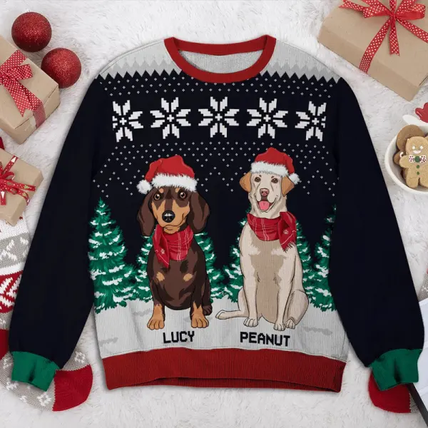 Unisex Christmas Dachshund Through The Snow 3D Print Gifts For Dog Lovers Ugly Sweatshirt - Wayrates.com 