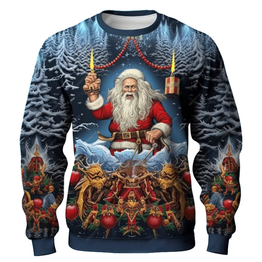 

Men's Vintage 3D Print Crew Neck Ugly Christmas Sweatshirt