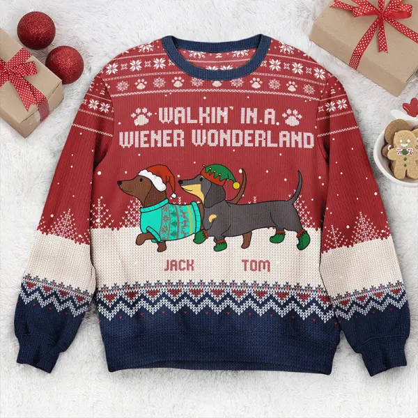 Winter Christmas Dachshund Through The Snow Gifts For Dog Lovers Ugly Sweatshirt - Wayrates.com 