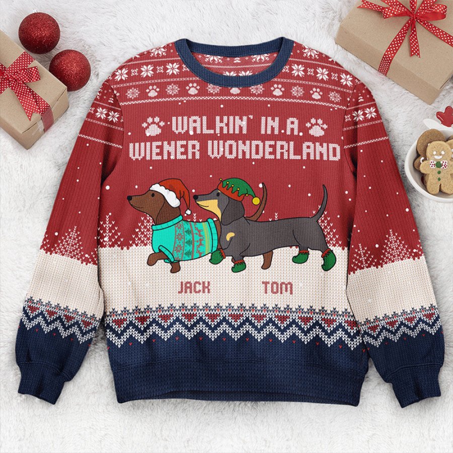 

Winter Christmas Dachshund Through The Snow Gifts For Dog Lovers Ugly Sweatshirt