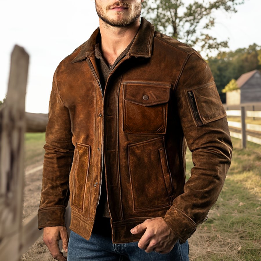 

Men's Vintage Suede Pocket Jacket Outdoor