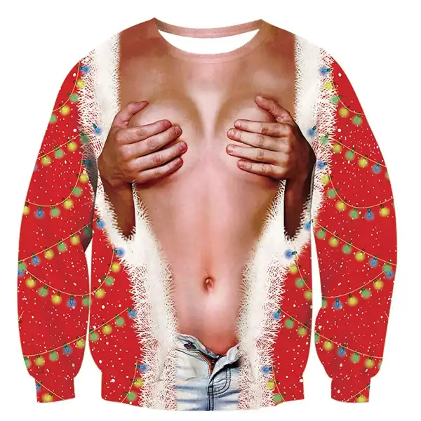 Christmas Lights Print Ugly Christmas Sweatshirt - Wayrates.com 