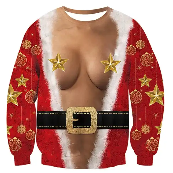 Mr. Claus Print Ugly Christmas Sweatshirt - Wayrates.com 