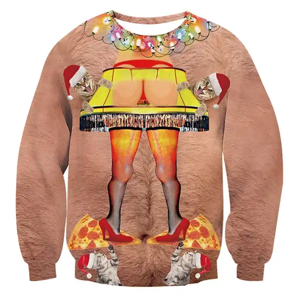 Funny Lamp Print Ugly Christmas Sweatshirt - Wayrates.com 