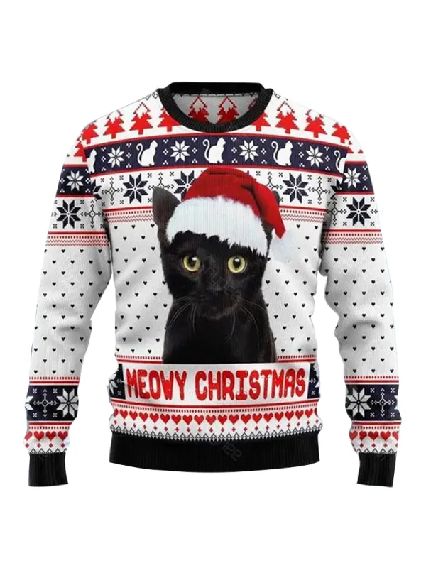 Meowy Christmas Tugly Ugly Sweatshirt - Anrider.com 