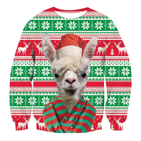 Alpaca Print Ugly Christmas Sweatshirt - Wayrates.com 
