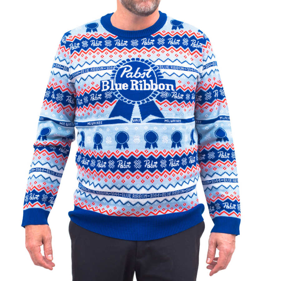 

Unisex Pabst Print Crew Neck Ugly Christmas Sweatshirt