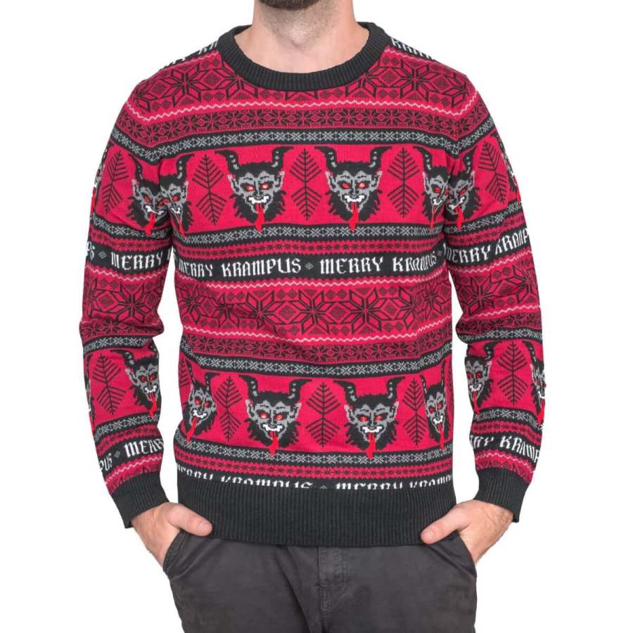 

Unisex Merry Krampus Print Crew Neck Ugly Christmas Sweatshirt