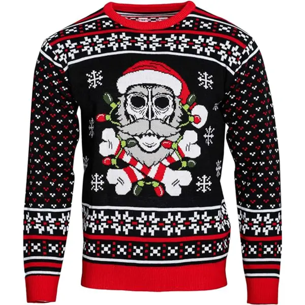 Unisex Skull Print Crew Neck Ugly Christmas Sweatshirt - Wayrates.com 