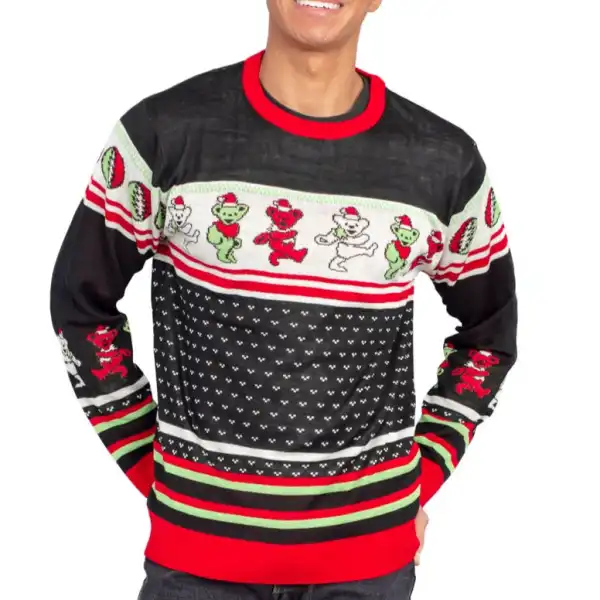 Unisex Dancing Bears Print Crew Neck Ugly Christmas Sweatshirt - Wayrates.com 