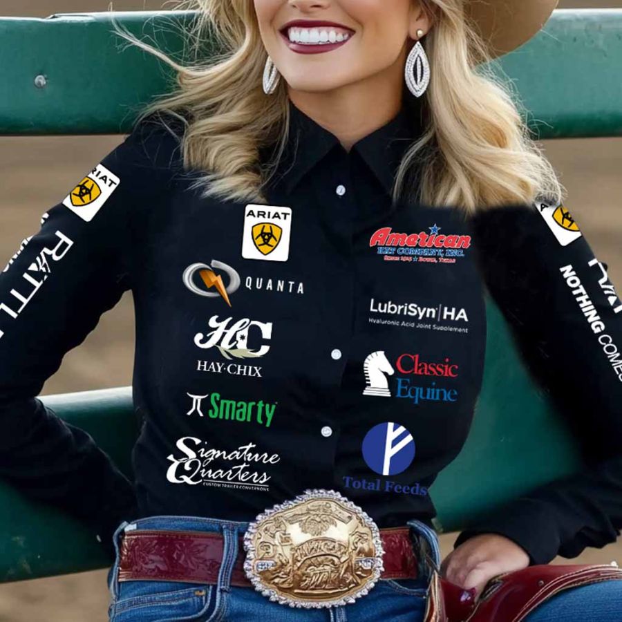 

Women's Western Cowgirl PBR Long Sleeve Black Rodeo Shirts