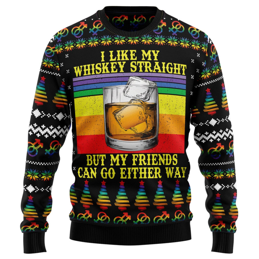 

LGBT Whiskey Straight Ugly Christmas Sweatshirt