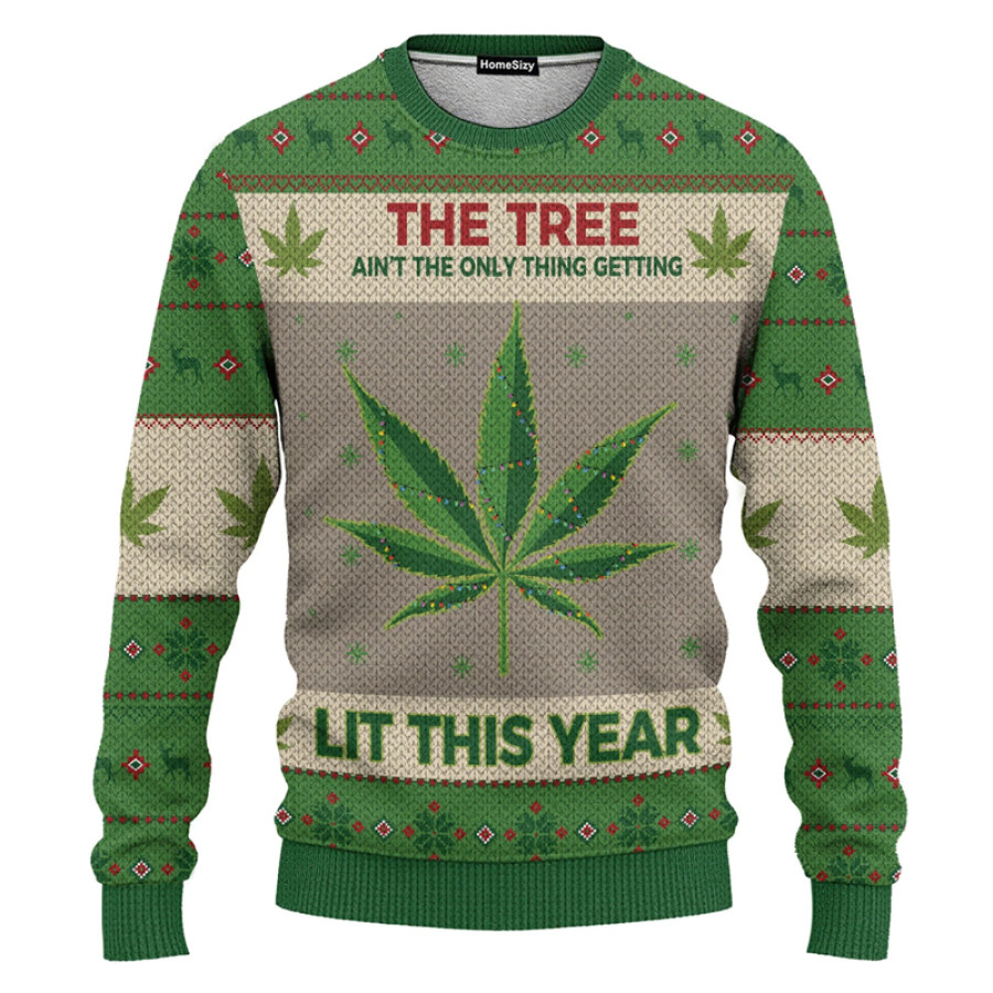 

Hobby New Lit This Year Weed Ugly Christmas Sweatshirt