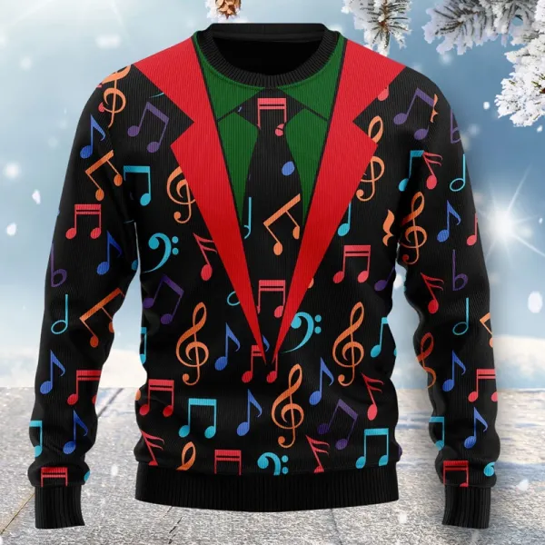 Colorful Music Notes Funny Ugly Christmas Sweatshirt - Wayrates.com 