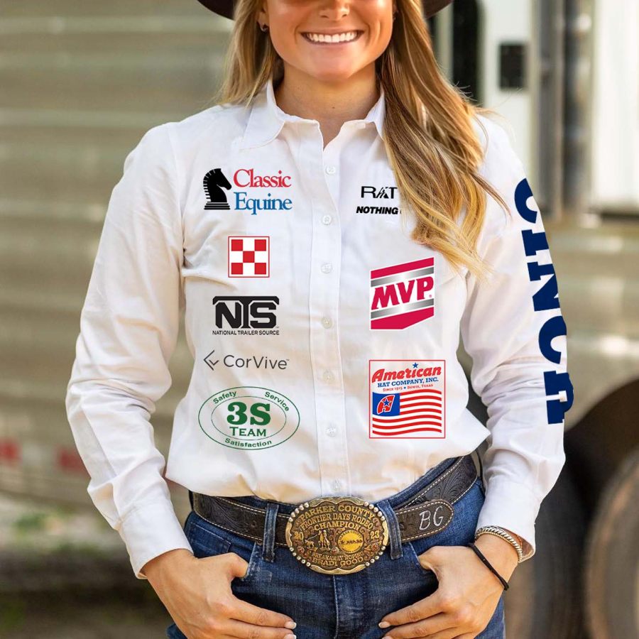 

Women's Western Cowgirl PRCA Long Sleeve White Rodeo Shirts