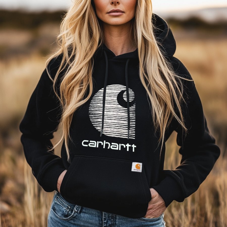 

Women's Western Print Long Sleeve Loose Hoodie