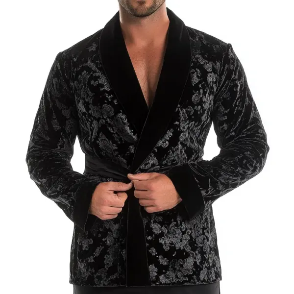 Men's Hugh Hefner Costume Pajama Dressing Velvet Smoking Jacket - Wayrates.com 