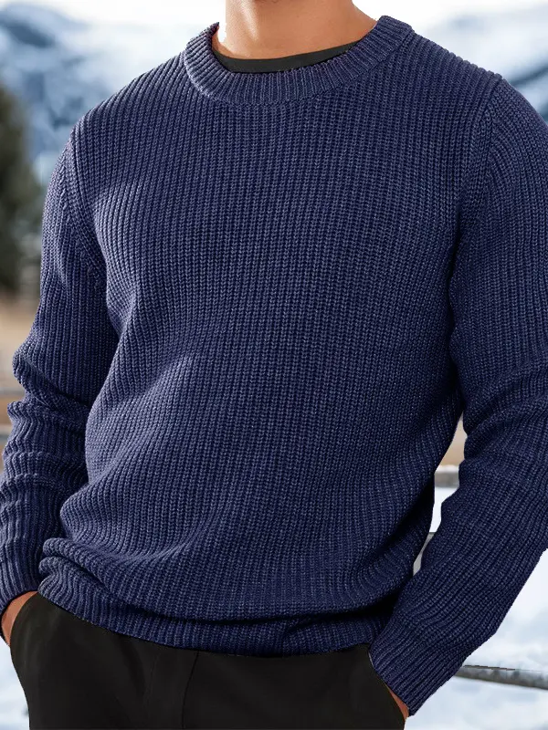Men's Retro Western Style Knitted Sweater Crew Neck Pullover - Menbarn.com 