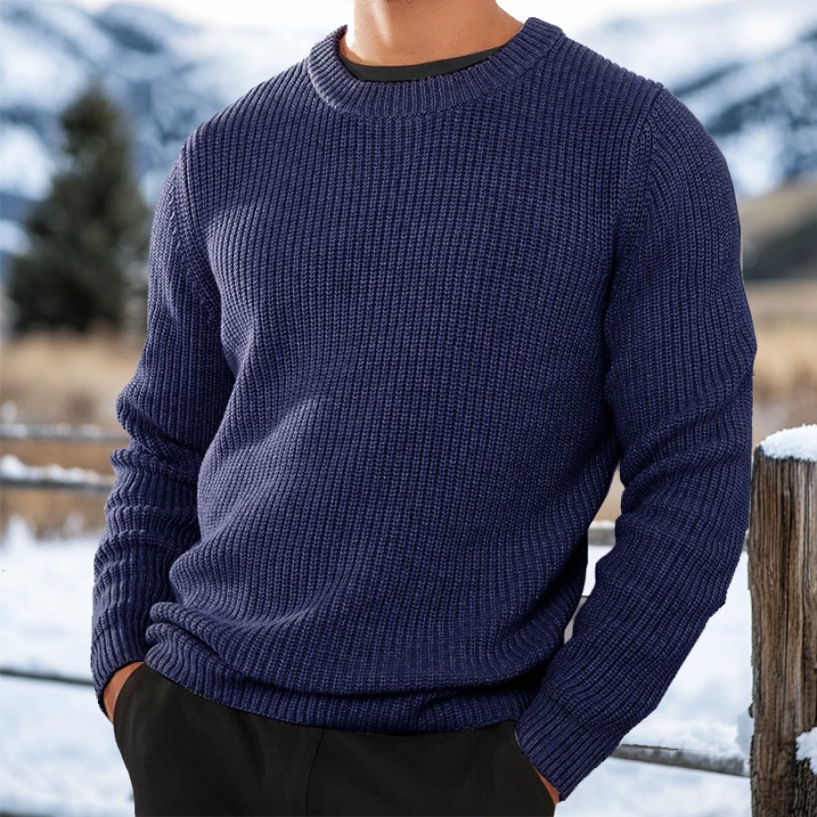 

Men's Retro Western Style Knitted Sweater Crew Neck Pullover