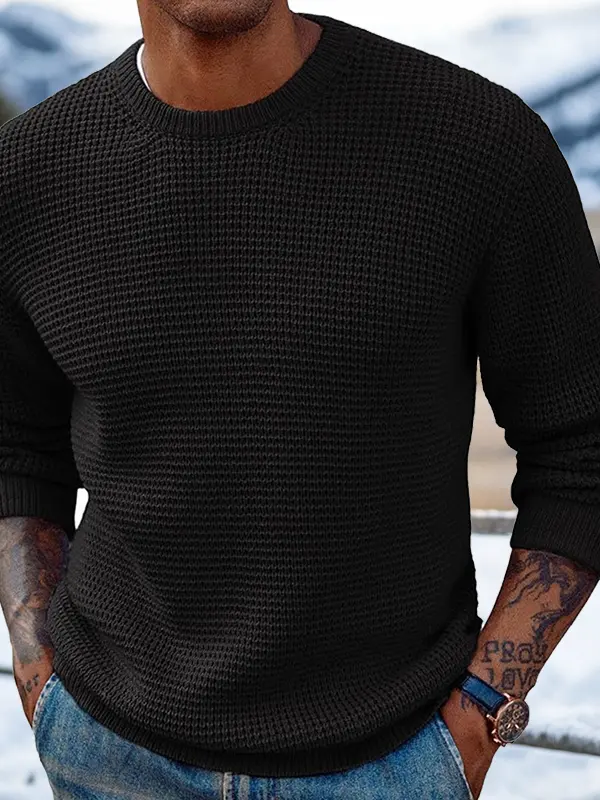 Men's Retro Crew Neck Western Style Knitted Sweater Pullover - Menbarn.com 